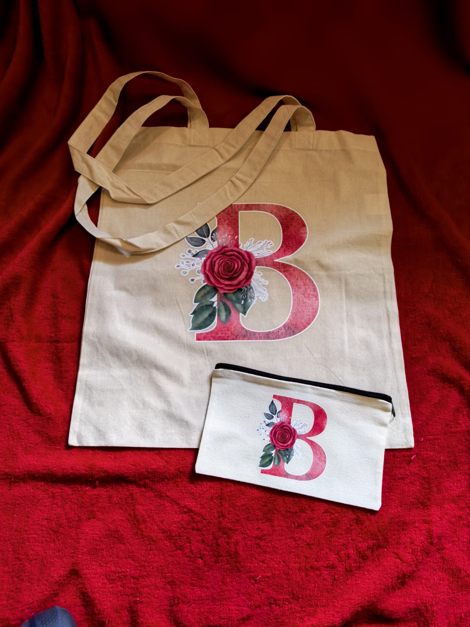 set borsa e pochette personalizzata con lettera b